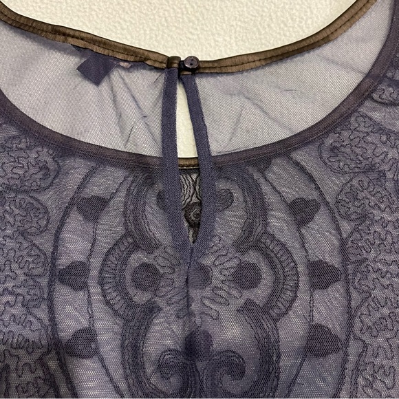 Navy blue sheer lace top - Picture 5 of 6